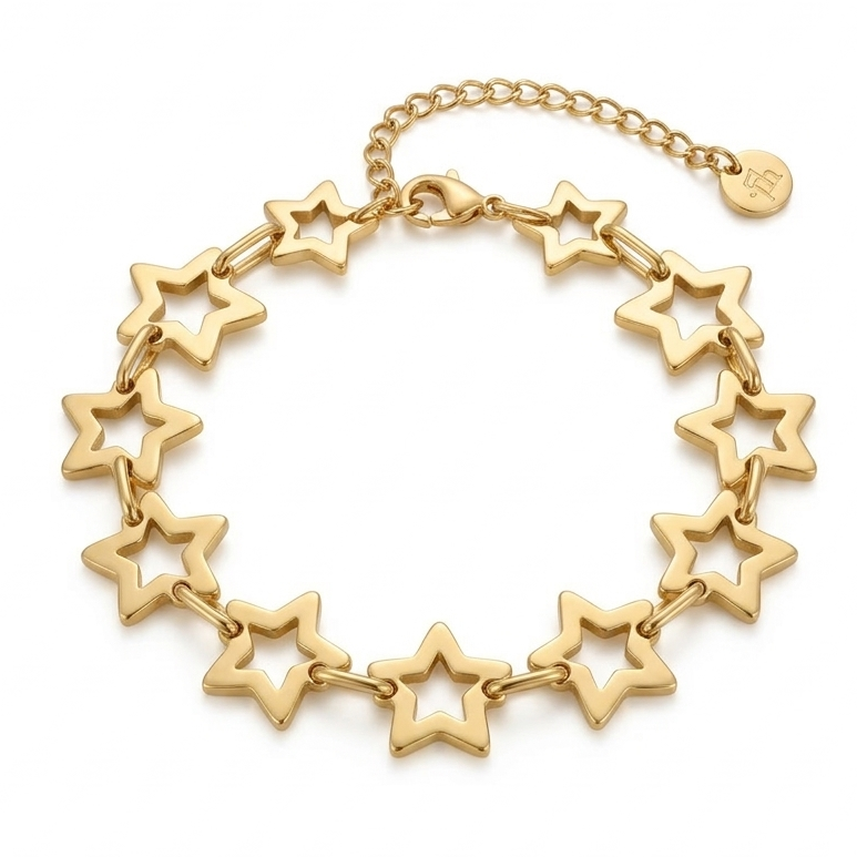 Silver (or gold) metal star bracelet, minimalist and bold.