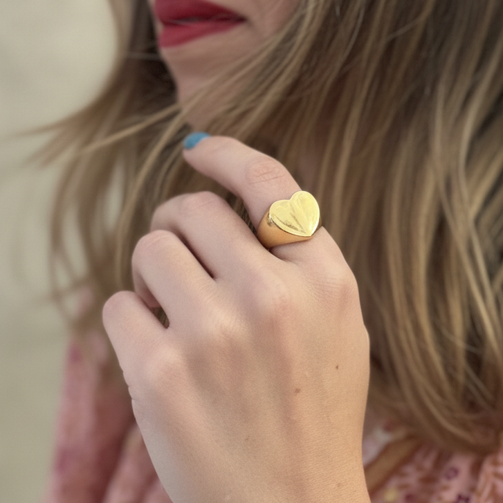 Chunky gold ring in a heart shape