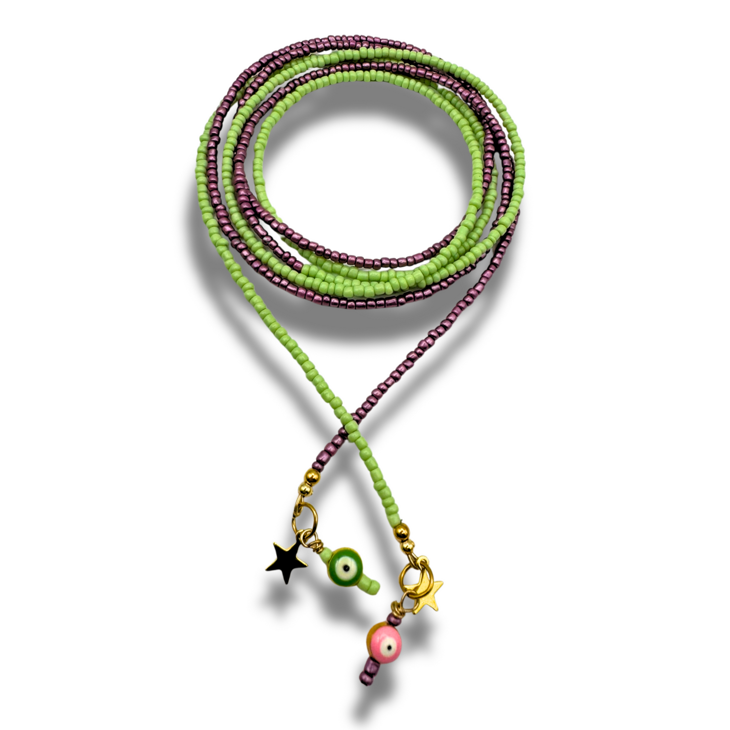 Collier enveloppant, collier de perles, collier extra long de perles de rocaille, collier fait main sans fermoir, collier amusant avec breloque - 160 cm